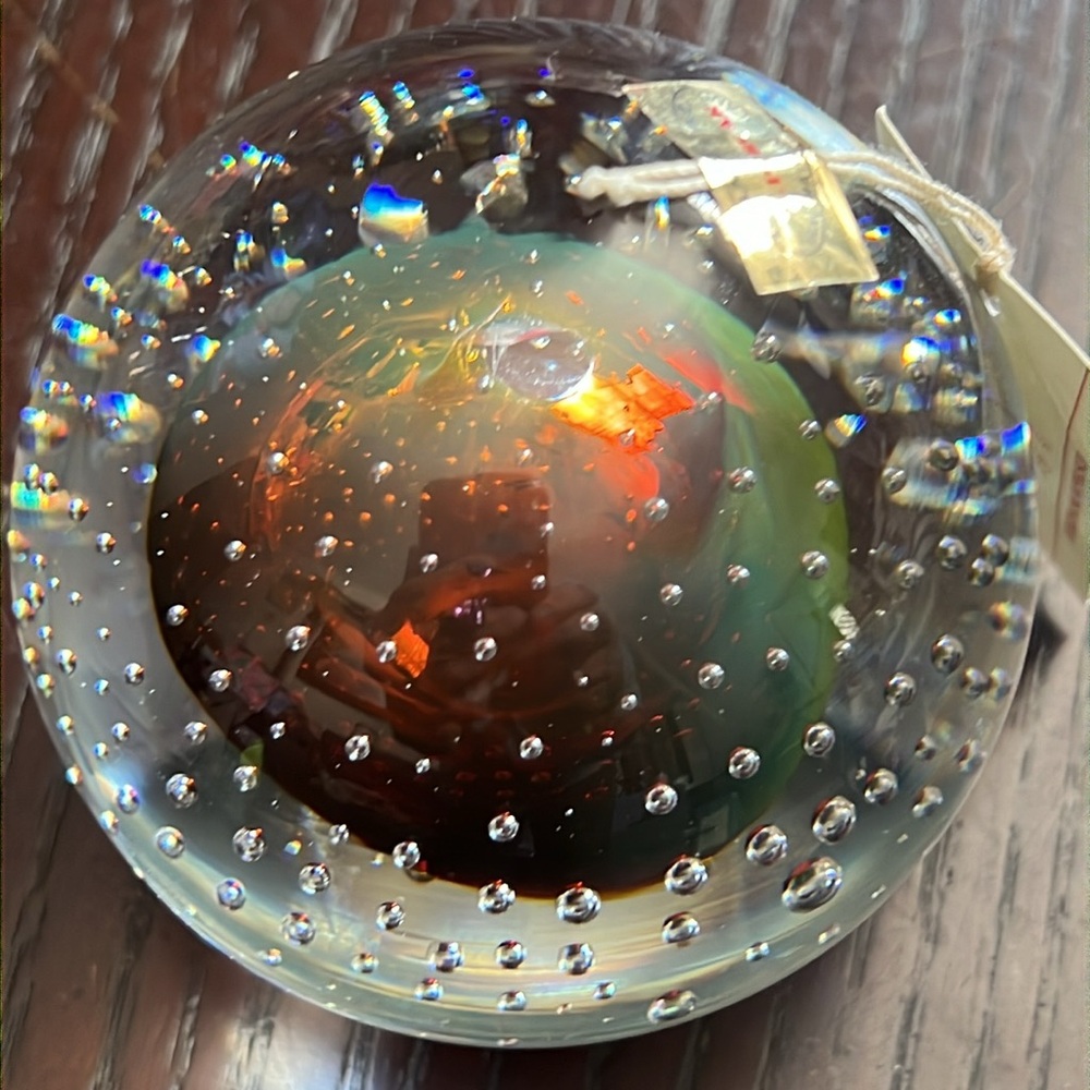GLASS ART SUSPENDED BUBBLE Paperweight/ RARE /SIGNED /NWT